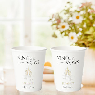 Vino before Vows White Magnolia Bridal Shower Paper Cups