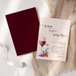 Vino Before Vows Wine Bridal Shower Burgundy Invitation<br><div class="desc">Elegant calligraphy "Vino Before Vows" bridal shower wine glass and red rose invitation.</div>
