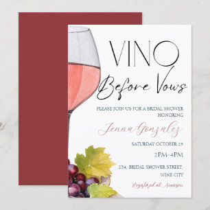 Vino Before Vows Wine Bridal Shower Couple Invitation