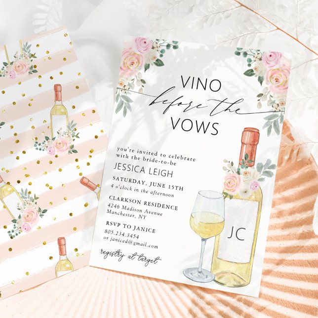 Vino Before Vows Wine Bridal Shower Invitation (Creator Uploaded)