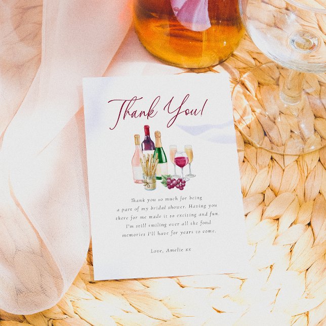 Vino Before Vows Wine Bridal Shower Thank You Card (Card Front Mock-up)