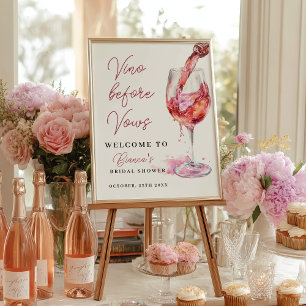 Vino Before Vows Wine Bridal Shower Welcome Poster