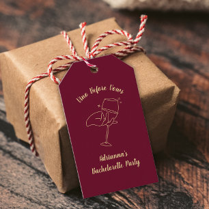 Vino Before Vows Wine Burgundy Bachelorette  Gift Tags