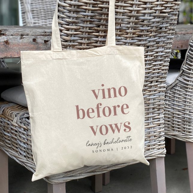 Vino Before Vows Wine Country Bachelorette Party Tote Bag (Creator Uploaded)
