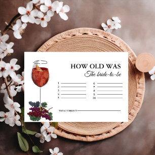Vino before vows Wine  How Old Was the Bride  Game Enclosure Card