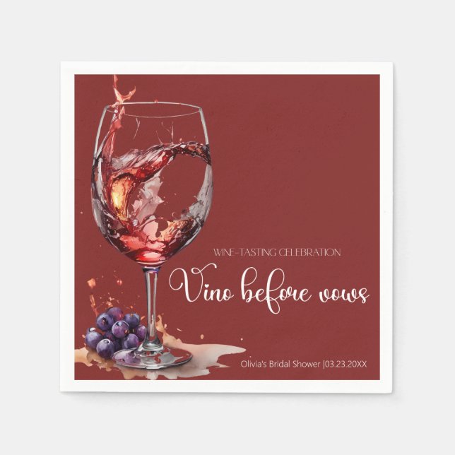 Vino before vows Wine Tasting Bridal Shower Napkin (Front)