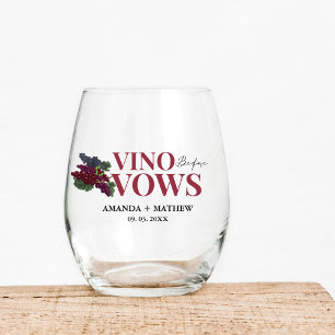 Vino before vows WIne Tasting bridal shower Stemless Wine Glass