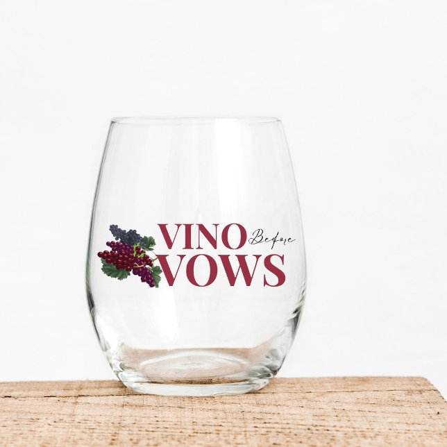 Vino before vows WIne Tasting bridal shower Stemless Wine Glass (Creator Uploaded)