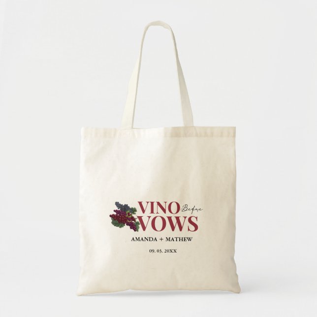 Vino before vows WIne Tasting bridal shower Tote Bag (Front)