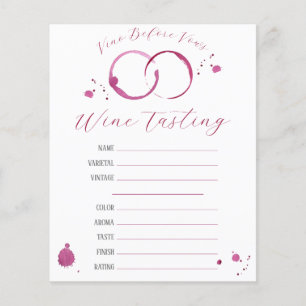 Vino Before Vows, Wine Tasting Sheet Bridal Shower