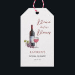Vino before Vows Wine Theme Bridal Shower Gift Tags<br><div class="desc">Wine themed "Vino before Vows" Bridal shower,  Bachelorette party favour tags featuring Watercolor red wine bottle and glass.</div>