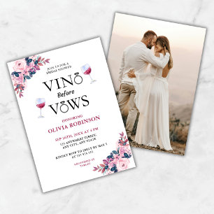 Vino Before Vows Wine Theme Photo Bridal Shower  Invitation
