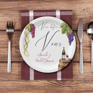 Vino Before Vows Winery Bridal Shower Decor Paper Plate