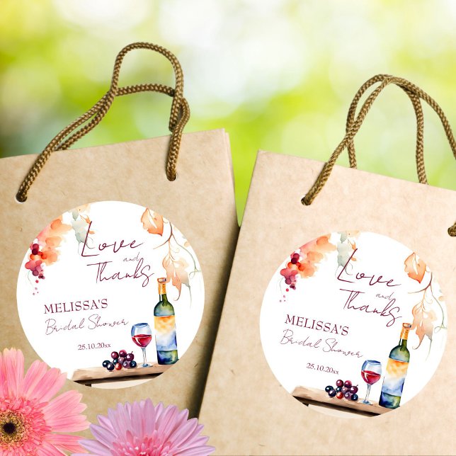 Vino before vows winery bridal shower favour classic round sticker (Vino before vows winery bridal shower favors thank you favor sticker )