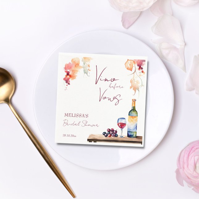 Vino before vows winery bridal shower printed napkin (Vino before vows winery vineyard bridal shower personalized monogram printed napkins table decor)