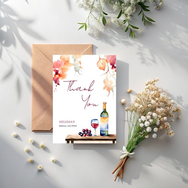 Vino before vows winery bridal shower thank you card (Vino before vows winery bridal shower thank you card)