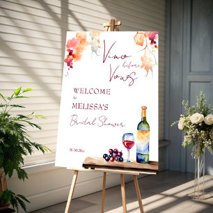 Vino before vows winery bridal shower welcome poster