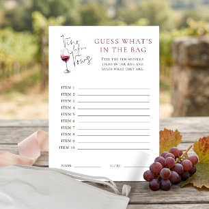 Vino Guess the item in Bag Game Bridal Shower card