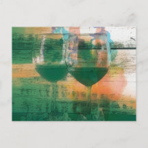 Vino in Green Postcard