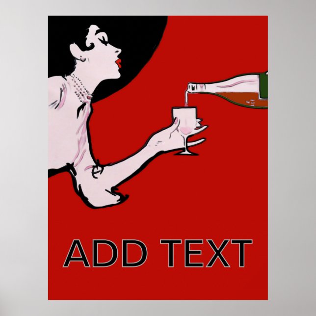 Vino- Wine Vintage Lady Posters (Front)