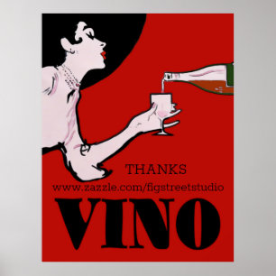 Vino- Wine Vintage Lady Posters, edit text, person Poster