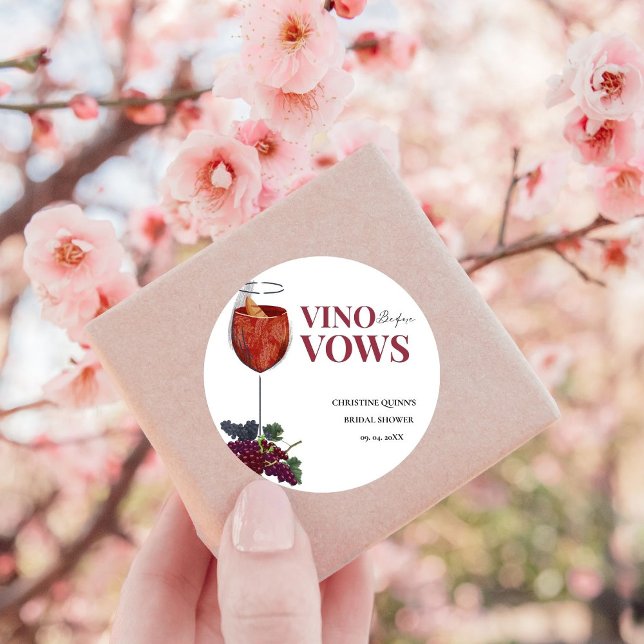 Vinow before vows WIne Tasting bridal shower Classic Round Sticker (Creator Uploaded)