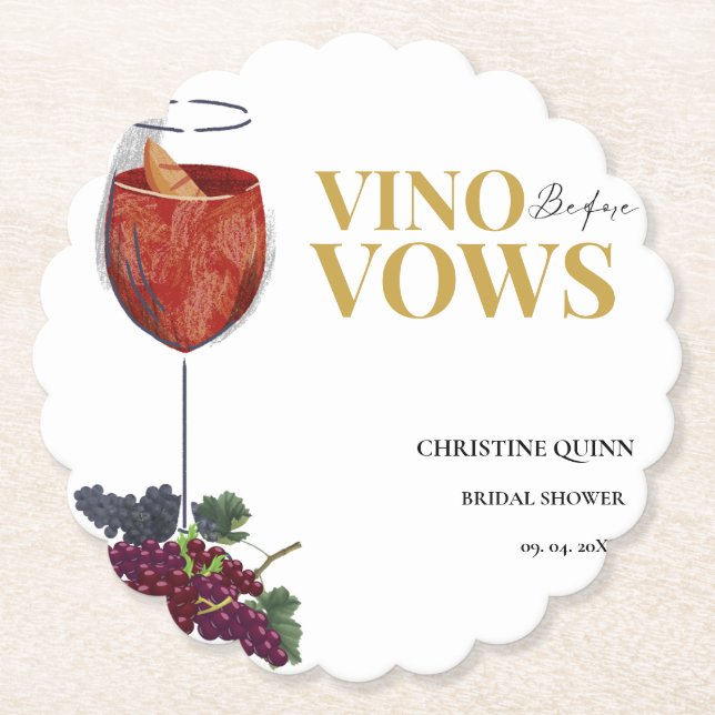 Vinow before vows WIne Tasting bridal shower Paper Coaster (Front)