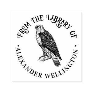 Vint Peregrine Falcon Perched #2 Library Book Name Self-inking Stamp