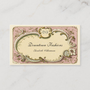 Vintag French Pink Scroll Business Card
