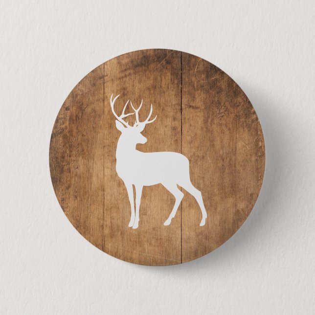 Vintaga Beauty Wood & Deer  6 Cm Round Badge (Front)