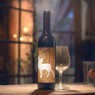Vintaga Beauty Wood & Deer  Wine Label
