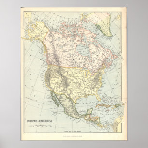 Vintage1890's Map North America United States Poster