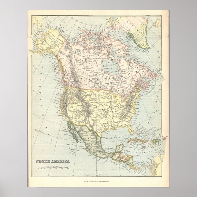 Vintage1890's Map North America United States Poster (Front)