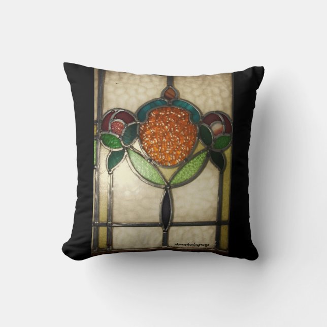 Vintage1940's STAINED GLASS PILLOW..AMERICAN MOJO Cushion (Front)