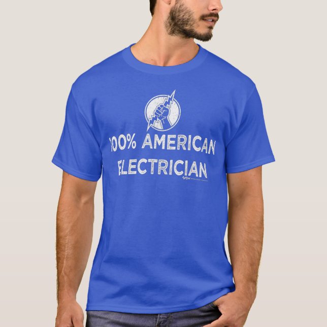 Vintage 100 American Electrician Word T-Shirt (Front)