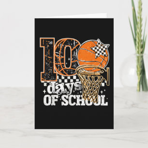 Vintage 100 Days Of School Basketball Sports Fun Card