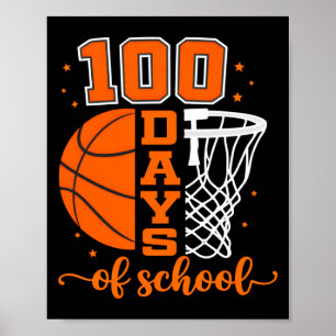 Vintage 100 days of school basketball sports fun poster