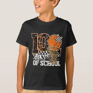 Vintage 100 Days Of School Basketball Sports Fun T-Shirt