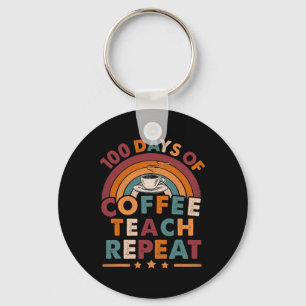 Vintage 100 Days Of School For Teacher Coffee Love Key Ring