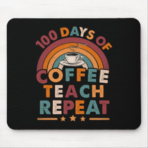 Vintage 100 Days Of School For Teacher Coffee Love Mouse Mat