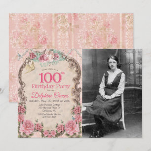 Vintage 100th Centenarian Birthday Invitation