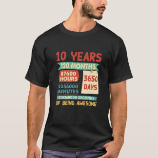 Vintage 10 Years Old Being Awesome 10Th Birthday T-Shirt