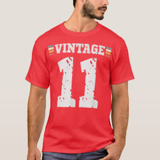 Vintage 11 Year Old Happy 11th Birthday Fun Sports T-Shirt