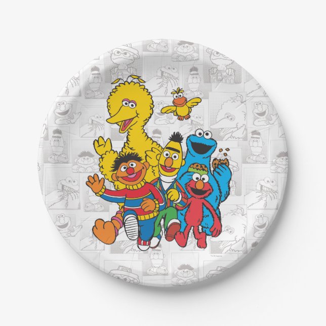 Vintage 123 Sesame Street Paper Plate (Front)