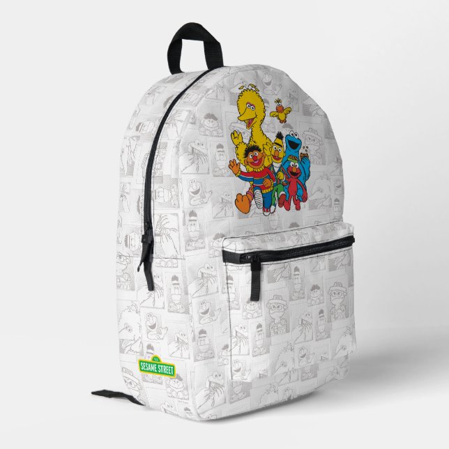 Vintage 123 Sesame Street Printed Backpack (Back Corner Left)
