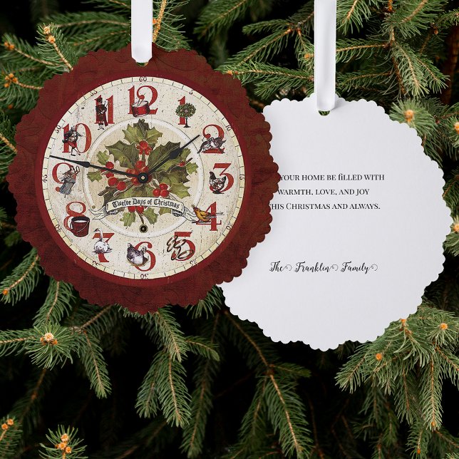 Vintage 12 Days of Christmas Clock Face Tree Decoration Card (Creator Uploaded)