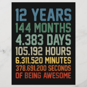 Vintage 12th Birthday Gift 12 Years Old Custom Letterhead