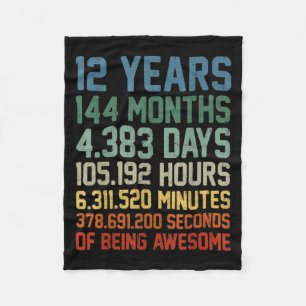 Vintage 12th Birthday Gift 12 Years Old Fleece Blanket