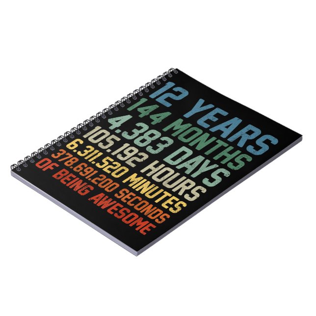 Vintage 12th Birthday Gift 12 Years Old Notebook (Left Side)