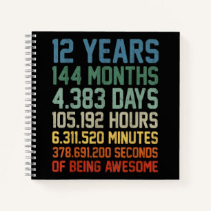 Vintage 12th Birthday Gift 12 Years Old Notebook